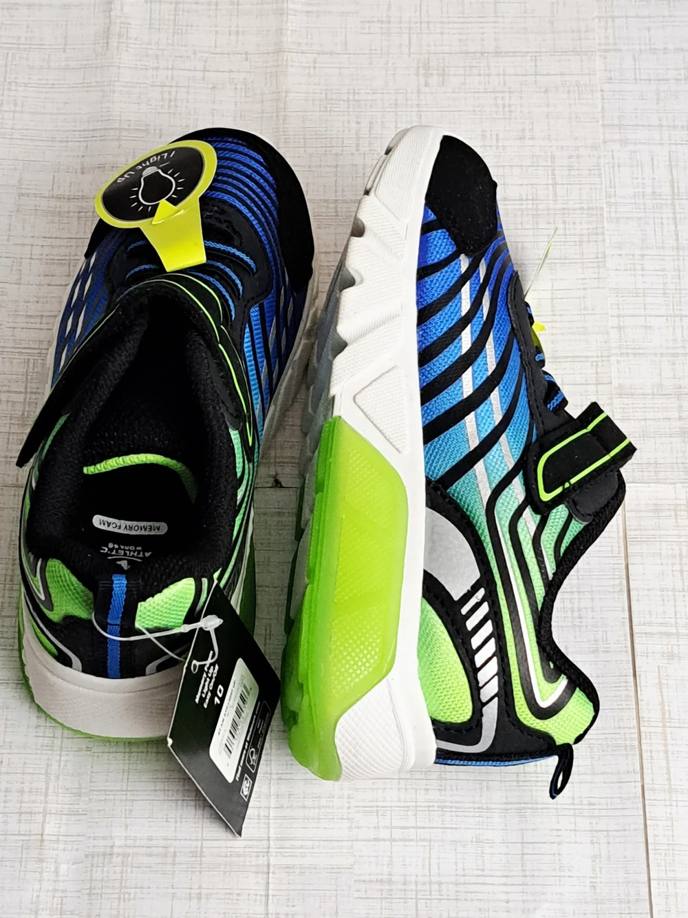 Athletic Works Kids Light-Up Sneakers in Blue & Green